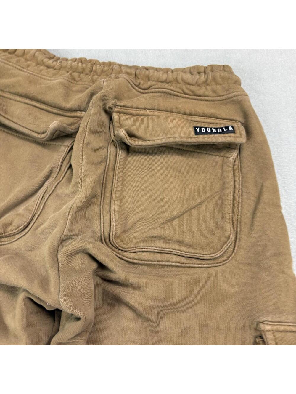 Youngla Cargo Sweatpants Size Large Brown - Picture 7 of 9